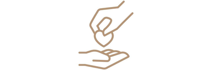 A graphic of a hand giving a heart to another hand