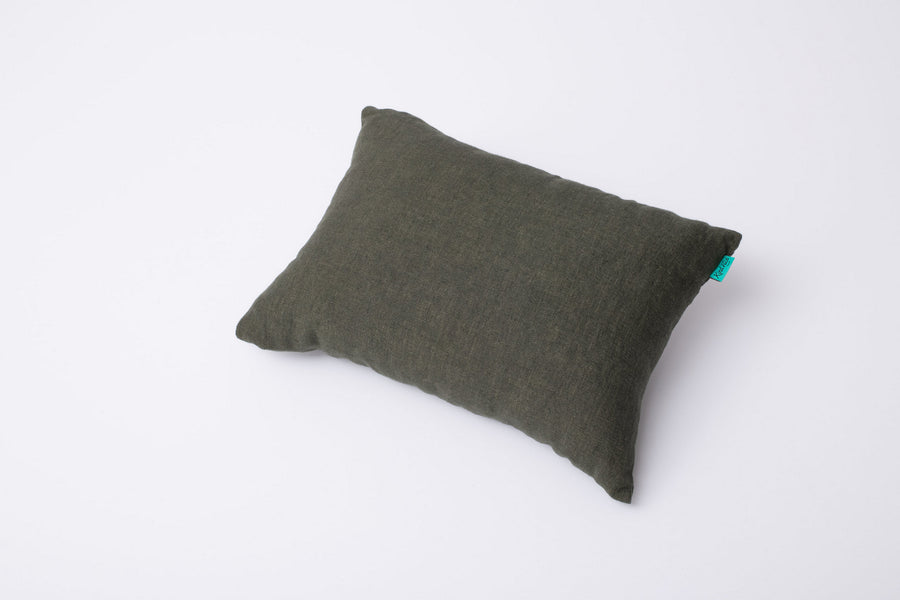 Kind Face Cloud Wool & Linen Travel Pillow in Moss Colour