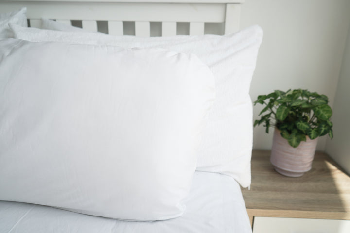 Two Kind Face Cloud Wool Pillows on bed