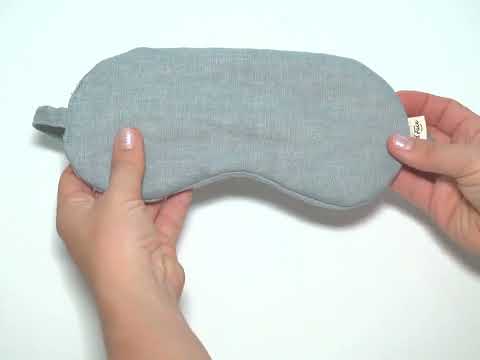 Video demonstration of how the Kind Face wool+linen sleep mask is put together, packaged and used
